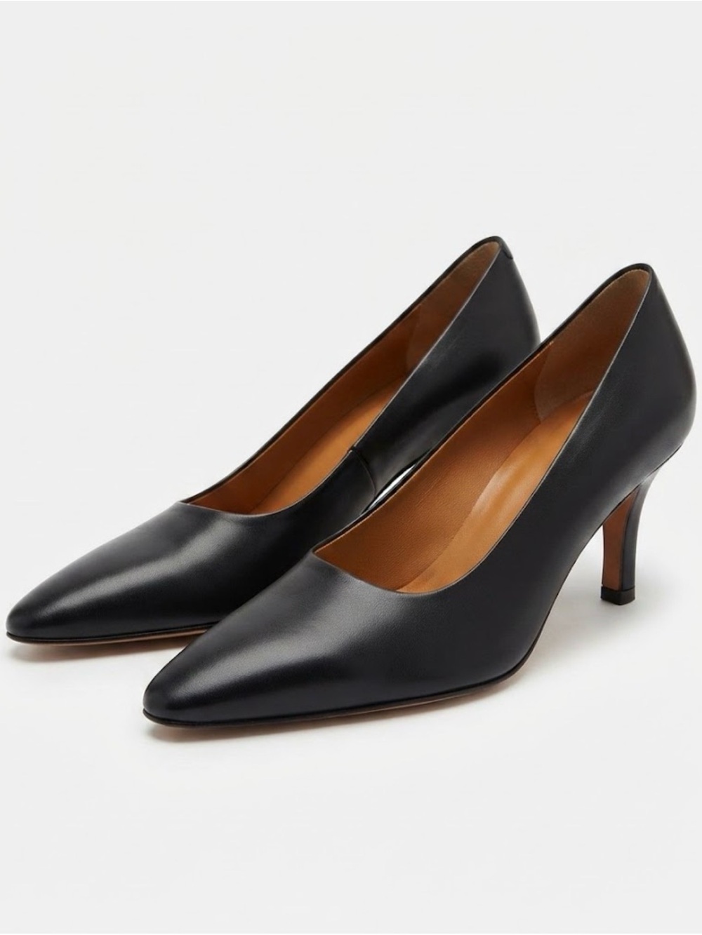 Vintage Ralph Lauren Black Leather Pumps Heels Made in Italy Size 8B